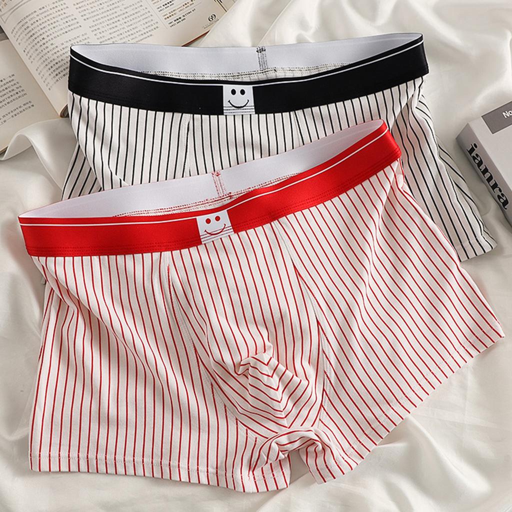 Men's Pure Cotton Underwear Breathable Striped Underwear Men's Sports Flat Corner Shorts