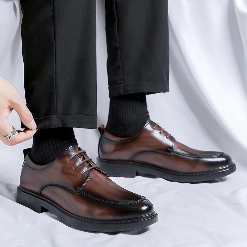 FashionMen's Shoes lace up Oxfords Quality Patent Leather black Wedding Leather Soft Man Dress Formal business dress Shoes for men