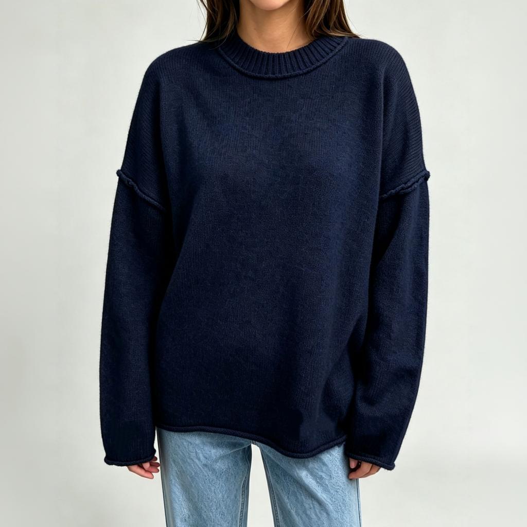 Women's Casual Oversized Pullover Sweater - Loose Fit Knit Top for Everyday Wear