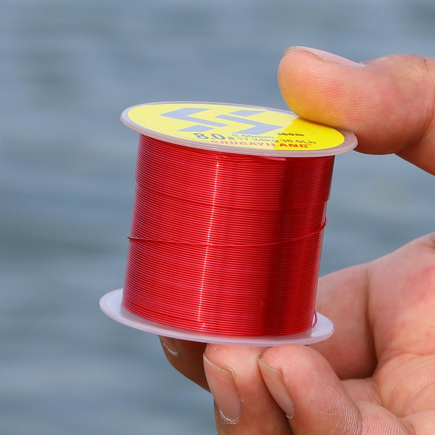 

Прозрачная нейлоновая леска Sougayilang 100 м, максимальное сопротивление 0,14–0,50 мм, 38 фунтов 0.37mm-5.0#-26.0lb красный