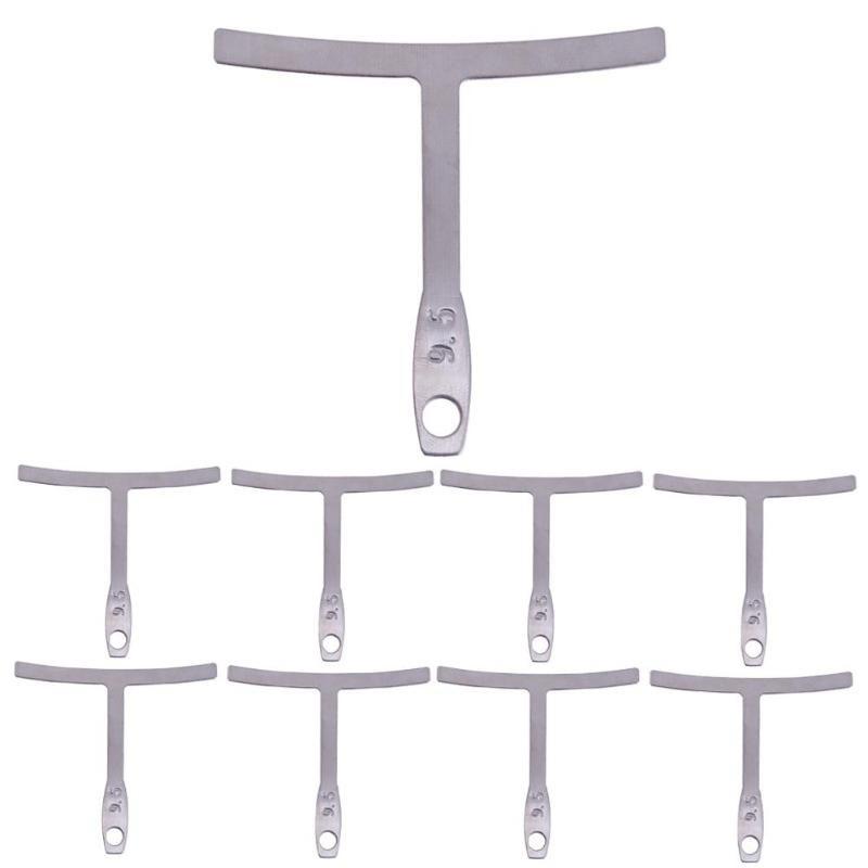 9pcs Electric Bass Fingerboard Radian Measuring Ruler Under String Radius Stainless Steel T-shaped Guitar Measuring Ruler