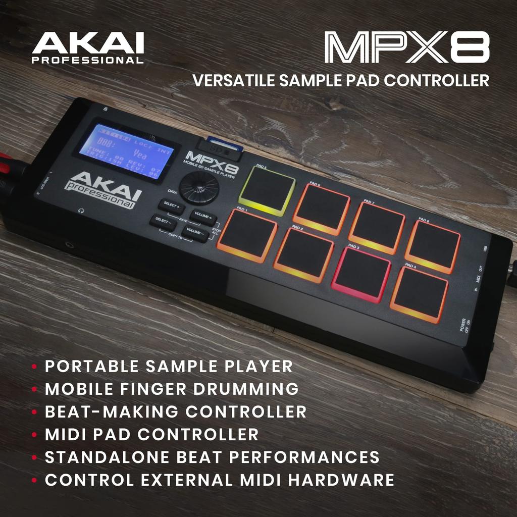 Akai Professional Sampler 8 Pad slot pro SD kartu MPX8