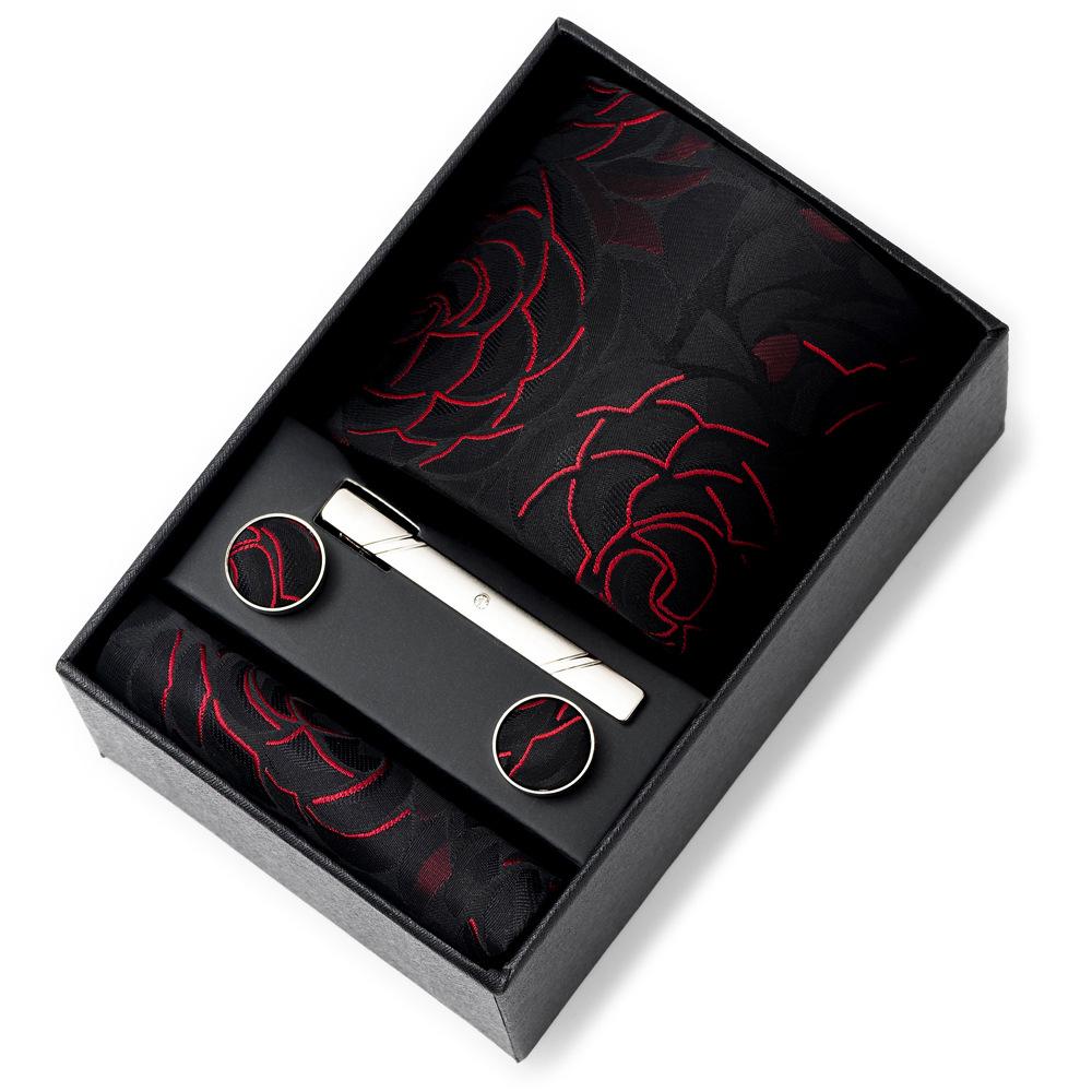Men'S Tie Net Color Striped Jacquard Yarn Business Professional Tie Set Men'S Gift Box