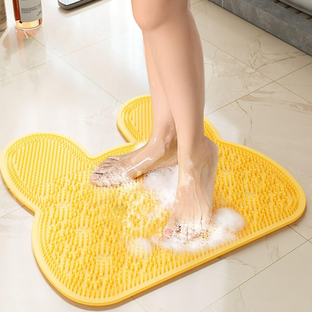 Silicone Bathroom Non-Slip Mat Massage Particles Suction Cups Non-Slip Bath Mat Easy Clean Massage Texture Bath Massage Mat