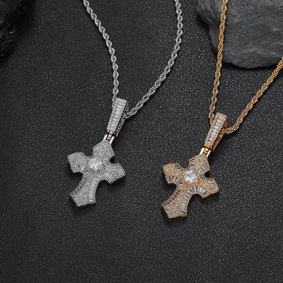 Hip Hop Kreuz Anhänger Zirkon Halskette Accessoires Beliebter Personalisierter Schmuck Herrenanhänger