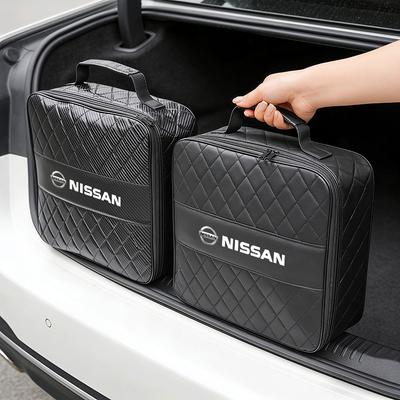 Tire Valve Cap Car Trunk Leather Storage Bag NEV EV Charging Organizer Box For Qashqai J11 J12 Sylphy N7 Teana Note Juke