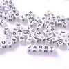 100pcs Letter Alphabet Beads 4mm Square White Acrylic Beads DIY Jewelry Accessories