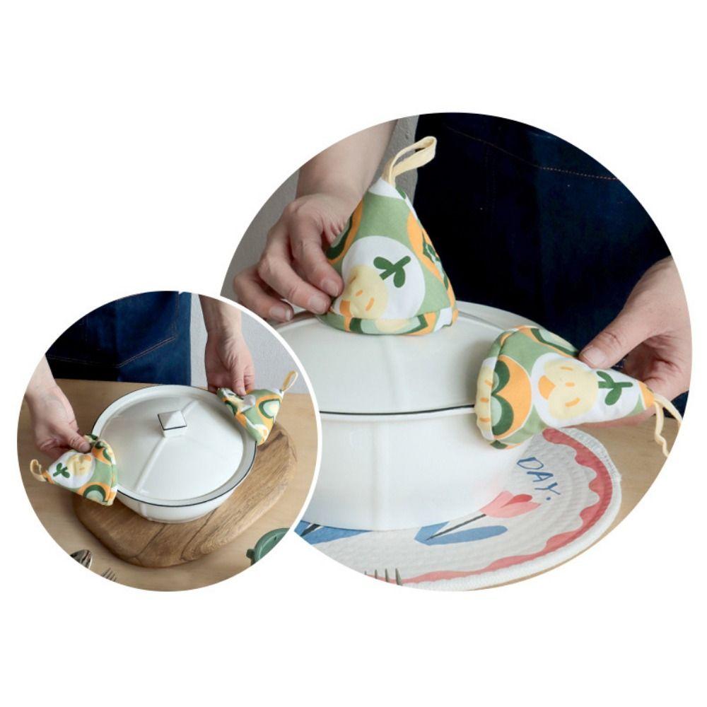 Anti-Scalding Pot Lid Knob Cover Floral Print Pot Hat Cover  For Casserole Iron Pot