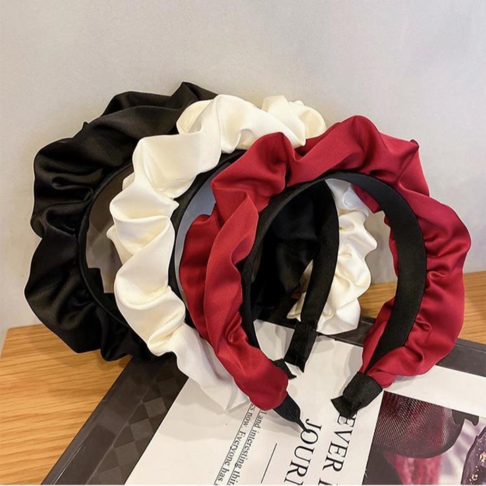 Solid Color Pleated Headband Simple Women Headdress Cute Hair Accessories