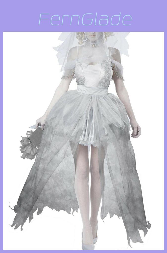 Halloween Ghost Bride Dress Costume For Women Role Play Party Cosplay