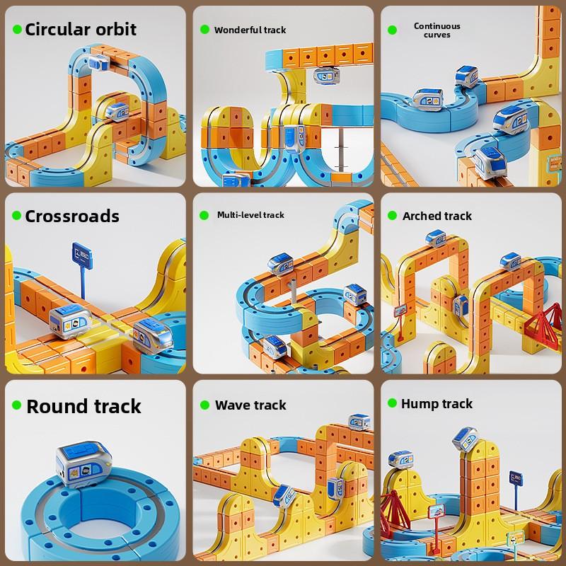 Non-Toxic Kids Magnetic Rail Car Cube Toy Diy Building Blocks Magical Track Train Gravity Maze Toy Educational Toy Christmas Birthday Gift
