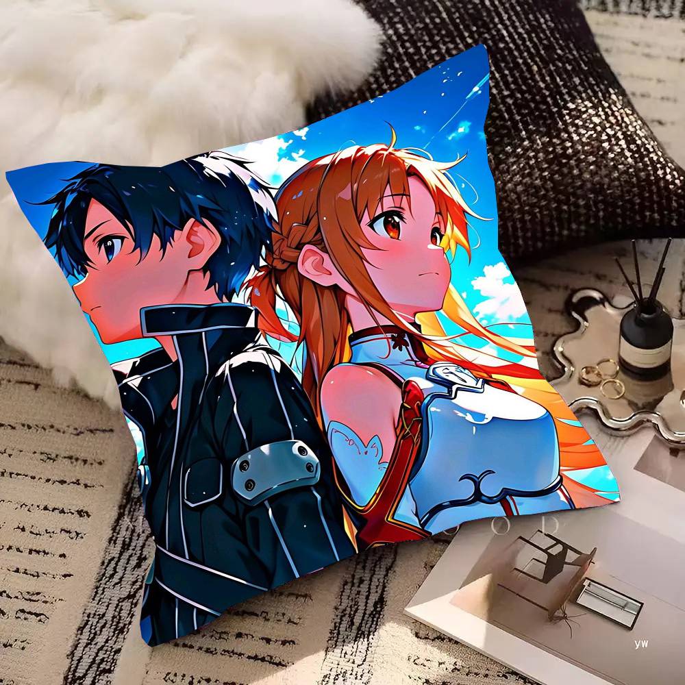 Asuna Animation S-Word A-Art O-Online Pillow Case Fashion Square Pillowcase Bedroom Sofa Room Ins Decoration Leisure