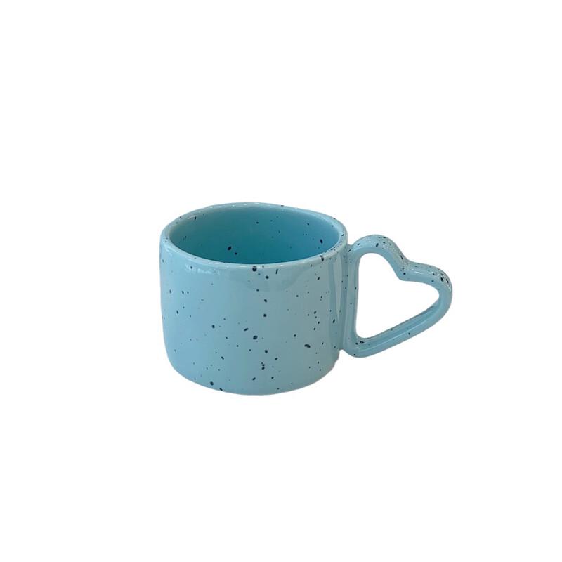 Korean Style Splatter Ceramic Mug with Love Handle
