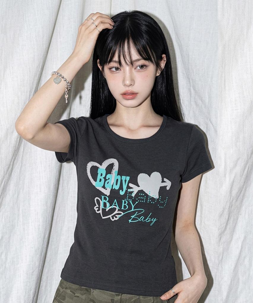 THE GREEN LAB Baby Boat Neck Slim Short Sleeve Tee [Black]