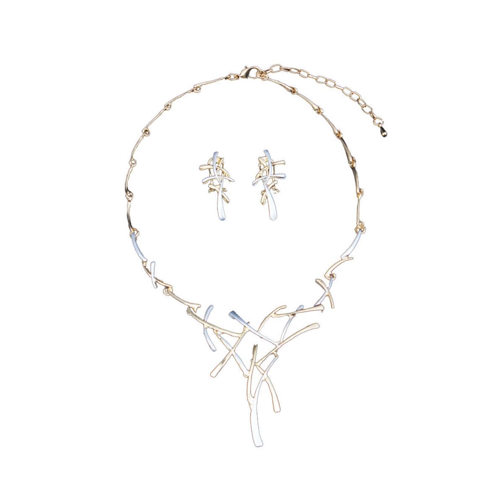 Модный Геометрический Полый Металлический Ожерелье-Ствол Дерева И Серьги Комплект One Size