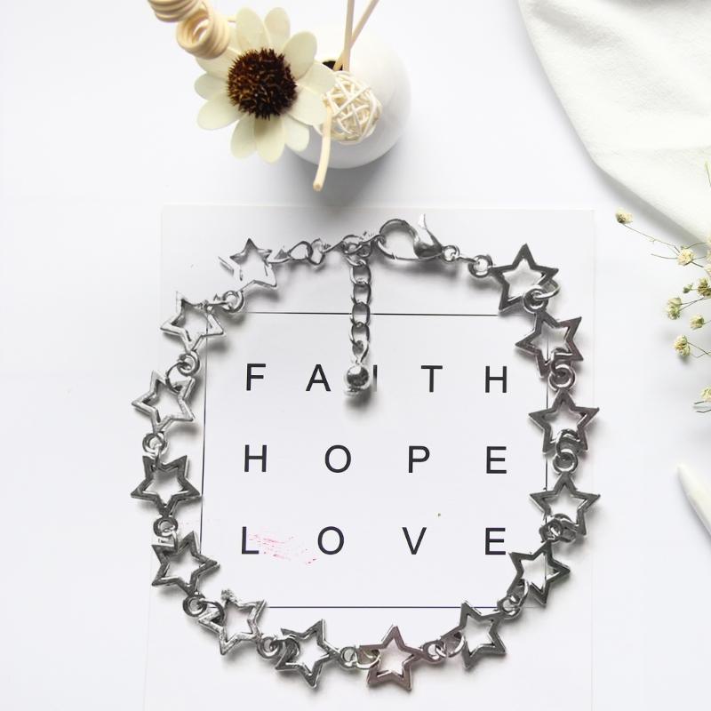 Vintage Shiny Star Pentagram Alloy Material Bracelet for Women Sweet Aesthetic Charm Bracelet Harajuku Fashion Jewelry