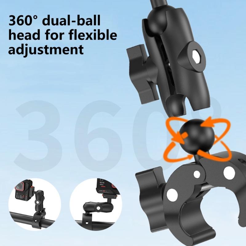 Magnetic Quick Release Mount For Action Cameras With 360 Degree Double Ball Heads And AntiSlip Clamp