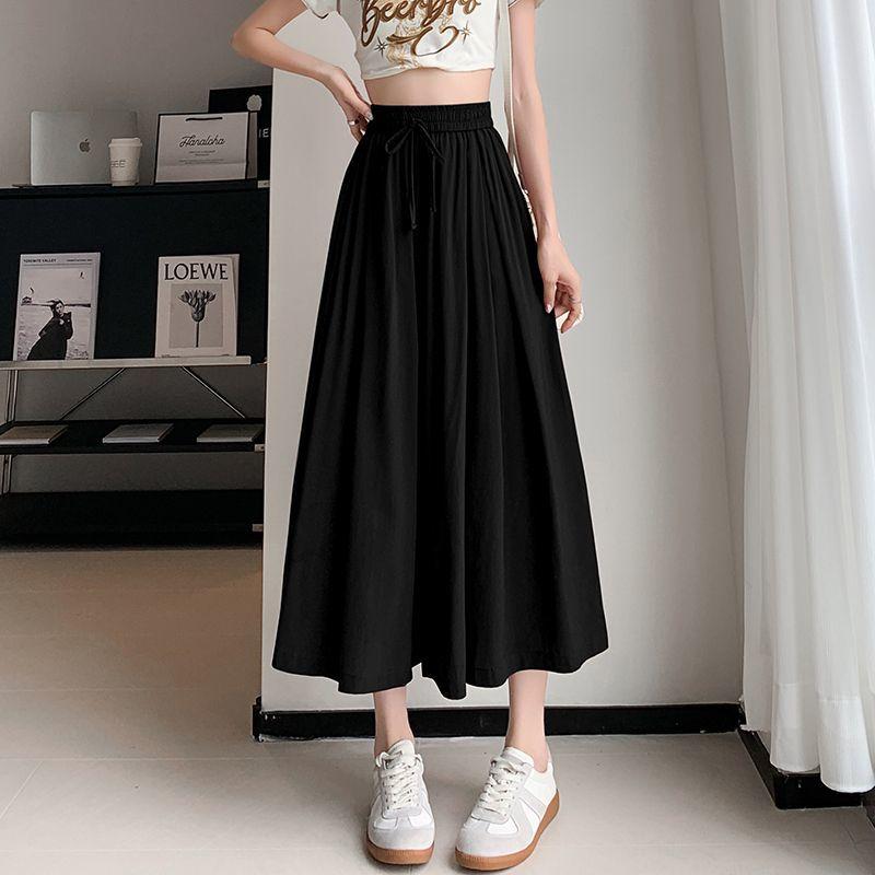 Ice Silk Fashionable Dress Pants for Women Summer New High Waisted Loose Casual Wide Leg Cropped Pants