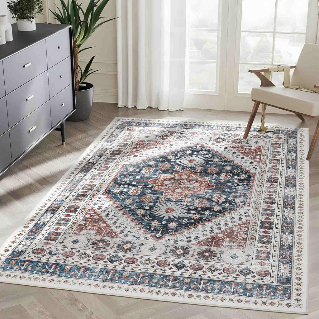 Tapis de Zone Bohème Imprimé Ethnique Tapis Turc Vintage Lavable Tapis de Salon Traditionnel Cour Ottomane Paillasson Décoration d'Intérieur