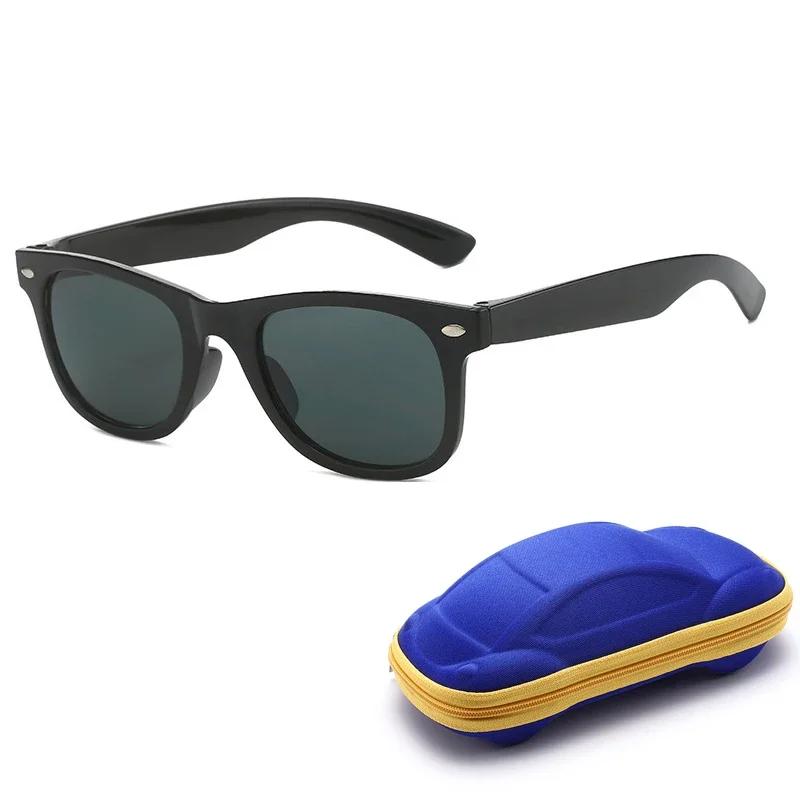 Cute Retro Kids Sunglasses With Glasses Box Girls Boys Uv400 Ultra Light Sun Protection Travel Safety Shades Eyeglasses