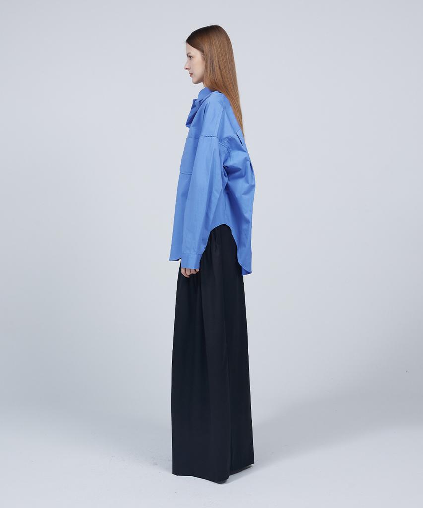 Meuameu Signature Unbalance Pin Tuck Flare Slacks