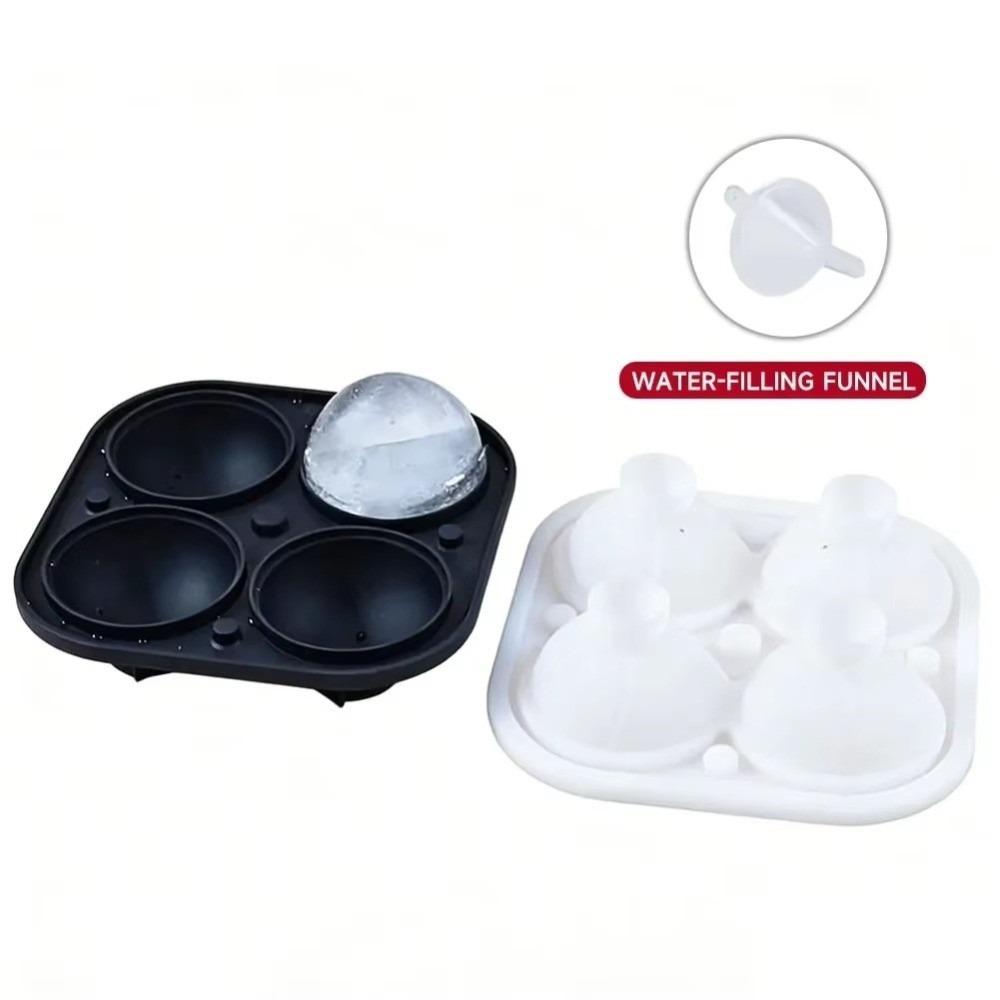 with Lids Silicone Ice Cube Trays 4 Holes Round Ice Mold New Ice Ball Mold  Kitchen Tools чёрный