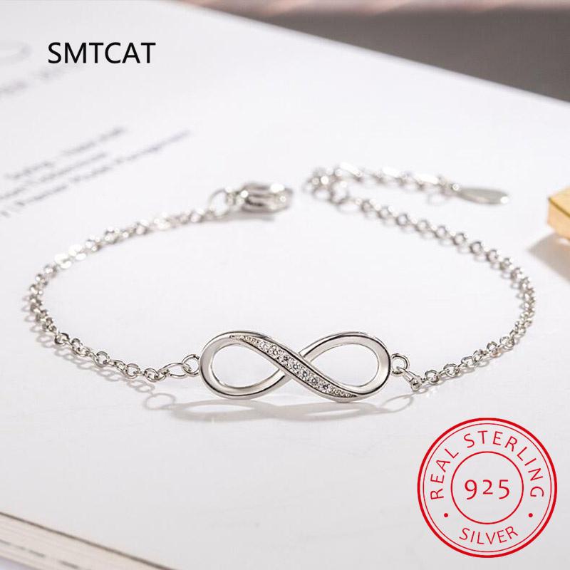 925 Silver Infinity Bracelets for Women Adjustable Friendship Bracelets & Bangles Wedding Gift Ideas