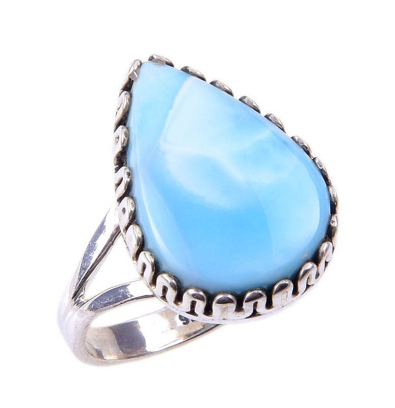 Natural Republic Larimar Gemstone 925 Solid Sterling Silver Gift Ring S.9 V9A05