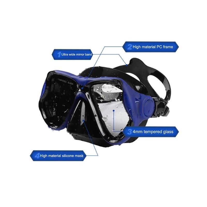 Dykmask Anti-Dimma Professionell Snorkelmask Panoramisk Vidvinkel Snorklar Dykglasögon för Män Kvinnor