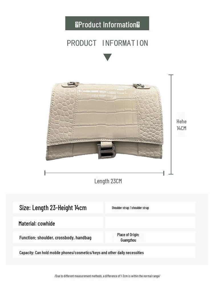 2024 Crocodile Pattern Hourglass Shoulder Bag for Women - High-Quality Spring/Summer Crossbody Handbag