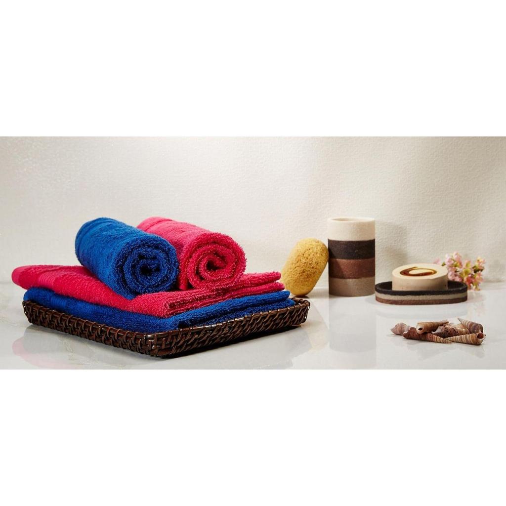 100% Baumwolle 4-teiliges Handtuchset, 500 g/m² (Irisblau und Paradiesrosa)