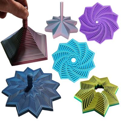 3D-gedruckter erweiterbarer Fidget-Stern mit Griff Fraktales Sechseck Sensorisches Spielzeug Stress Angst Linderung Erweiterbare Spirale Wabenförmiges Fidget-Spielzeug