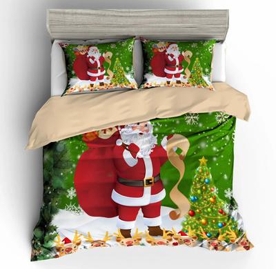 Bedclothes Diagonal Printing Christmas Bedding Set Reindeer Santa Claus New Year'S Decorative Bedroom Quilt Cover Set Cartoon K8