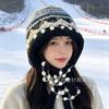 Fair Island knitted headgear female winter face small ear protection warm Lei Feng hat retro ethnic wind windproof wool hat