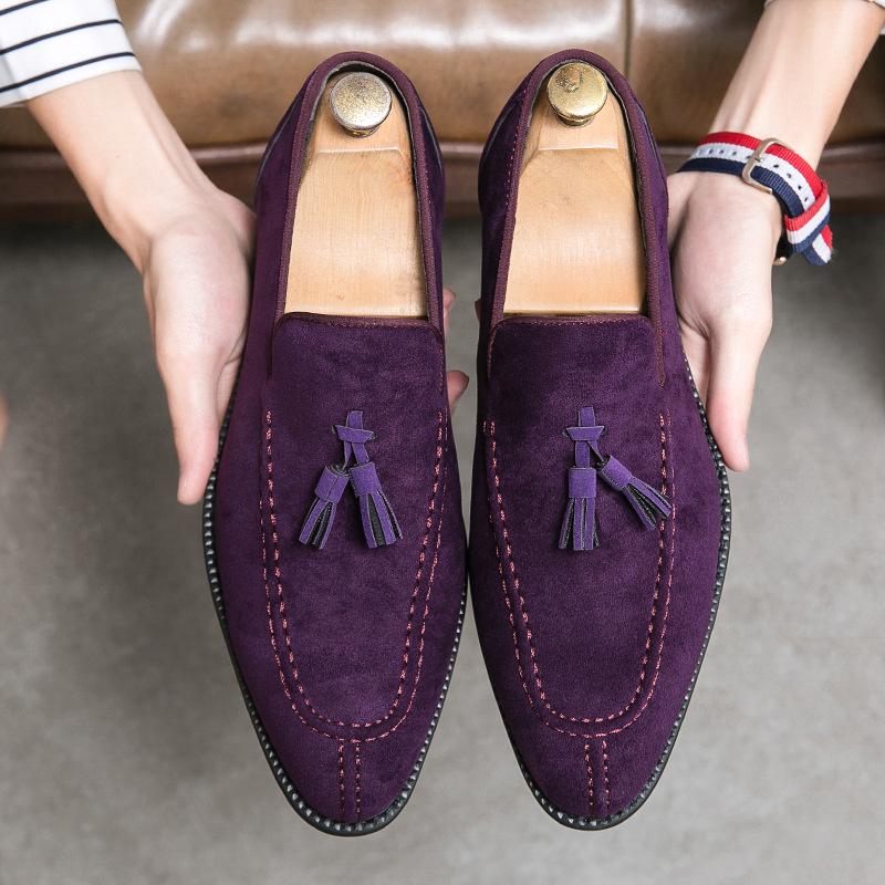 

Men s Formal Leather Tassel Loafers - Large Suede Pointed Toe, Low-Top, Casual Spring/Autumn Style. 47