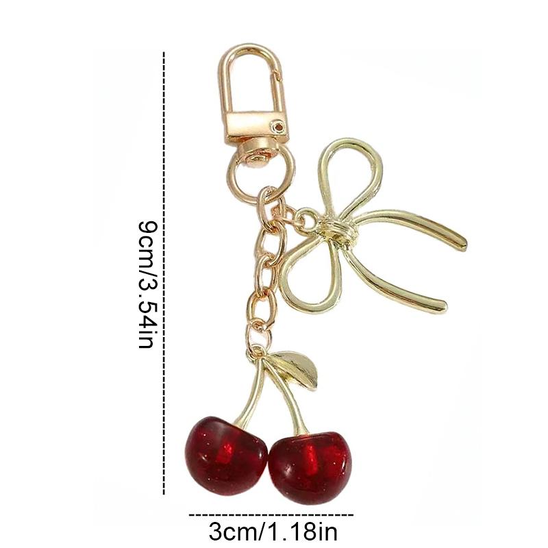 1 Stück Tasche Exquisit Niedlich Langlebig Kirschfarbener Anhänger Realistischer Schlüsselanhänger Schick Realistisch Premium 9x3cm