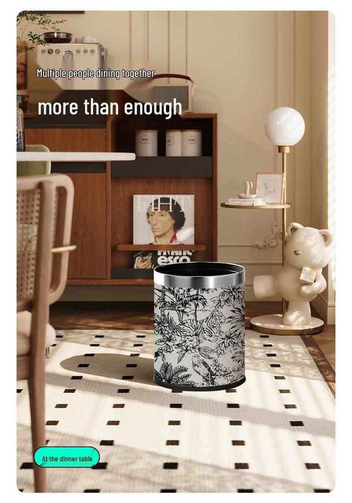 Hemu Cheng High-Capacity Lidless Double-Layer Trash Can for Home and Office