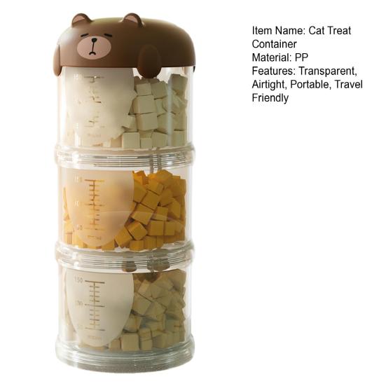 Cat Treat Container Portable Pet Food Jar with Lid Airtight Travel Pet Treat Holder Includes 3 Storage Boxes for Cat Dog Food Travel Outdoor Walk