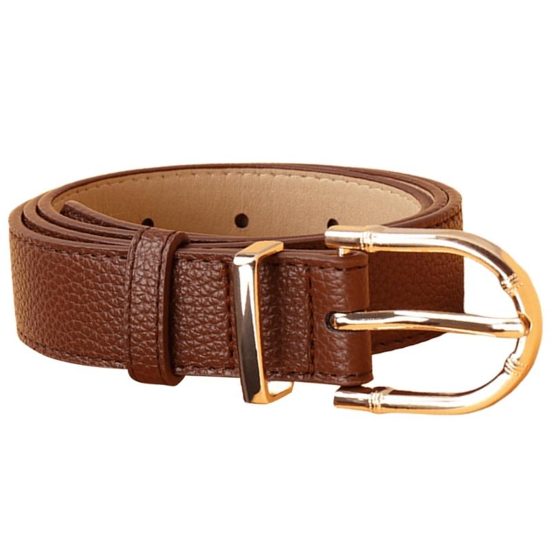 Women's Fashion Belt Bamboo Clasp Design Sash Adjustable Faux Leather Waist Strap for Casual and Formal Outfits