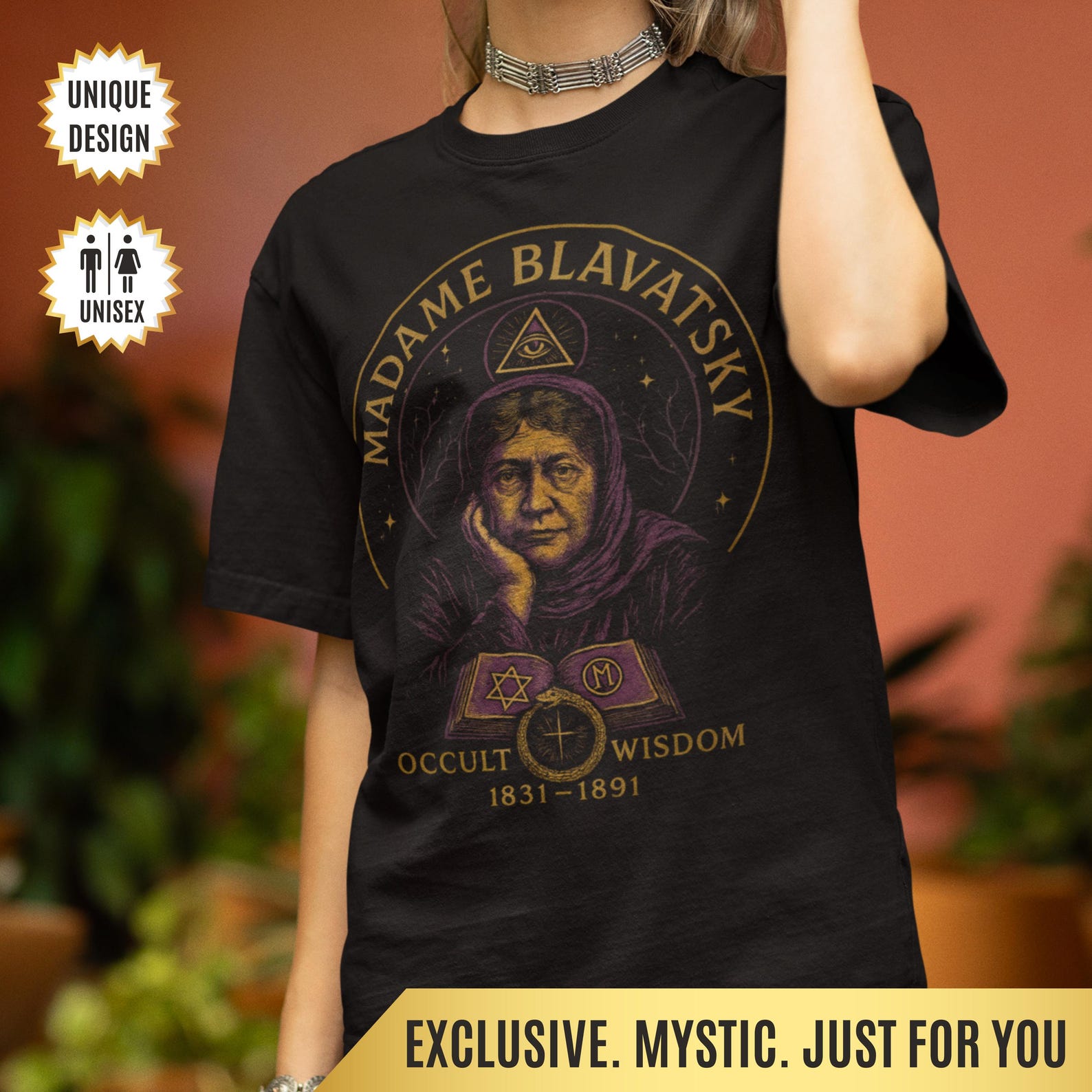 Madame Blavatsky T-Shirt Occult Wisdom Design, Gothic Esoteric Mystic Tee Helena Blavatsky Tee | Theosophy Gift for Spiritual Seekers S