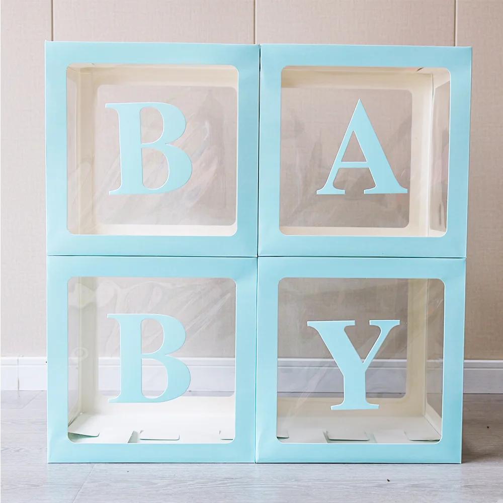4PCS Transparent Balloon Box Birthday Surprise Box Proposal Advertisement Party Layout Cyber Red BABY Letter LOVE Box