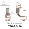 T90 Copper Tube Terminal, 90-Degree Right-Angle Bend Crimp Lug, T90-6/5 To T90-240/16 Copper Wire Lug