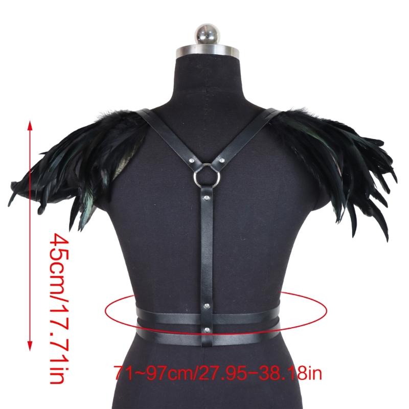 Body Harness Feathers Hollow Out Tops Epaulette Shoulder Wing Punk Goth Raves Festival Burning Man Costumes for Womens