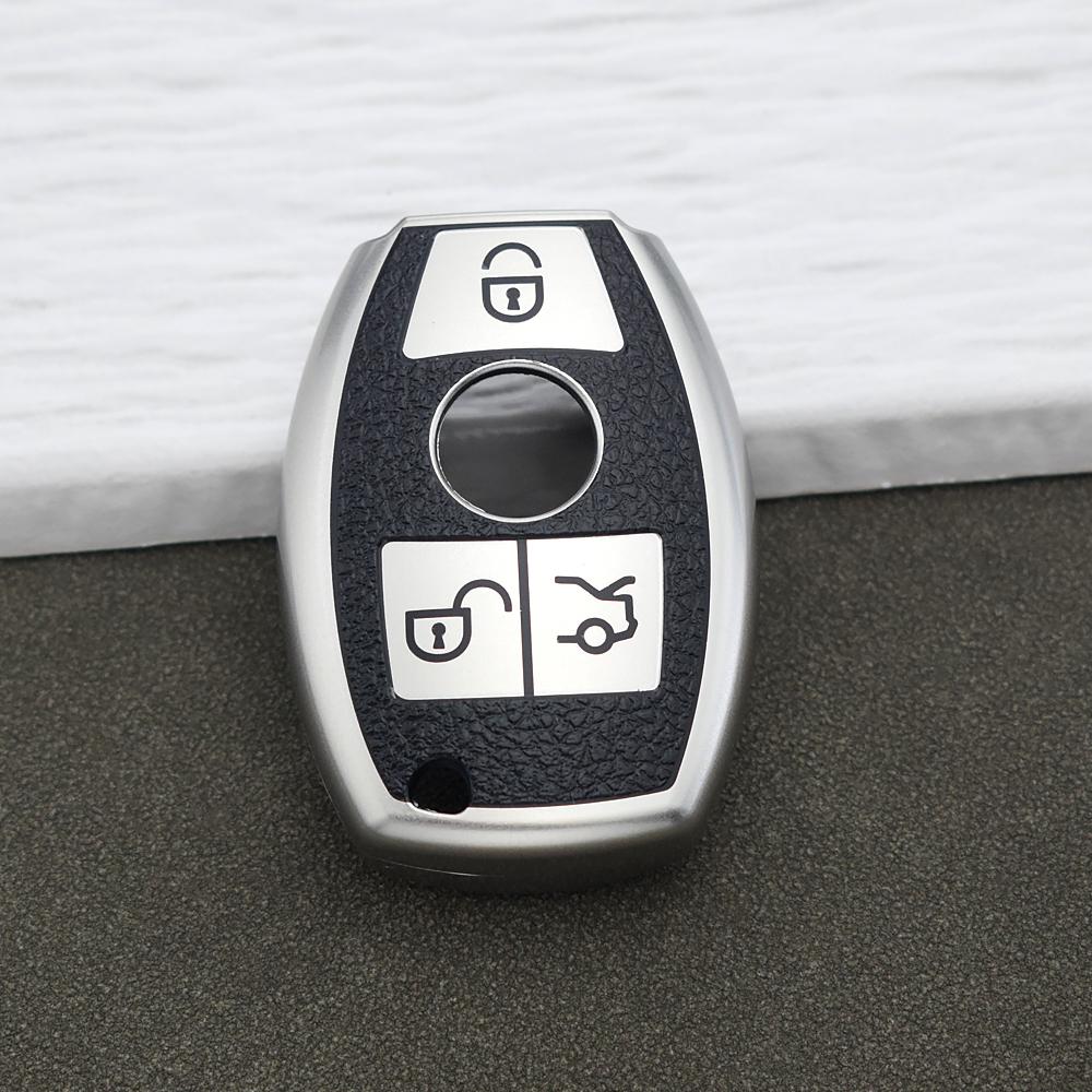 Soft Tpu Leather Remote Key Cover For Mercedes Benz A/B/G/R Class Gla Glk Fit For W176 W204 W251 W463 Key Ring Keychain Set