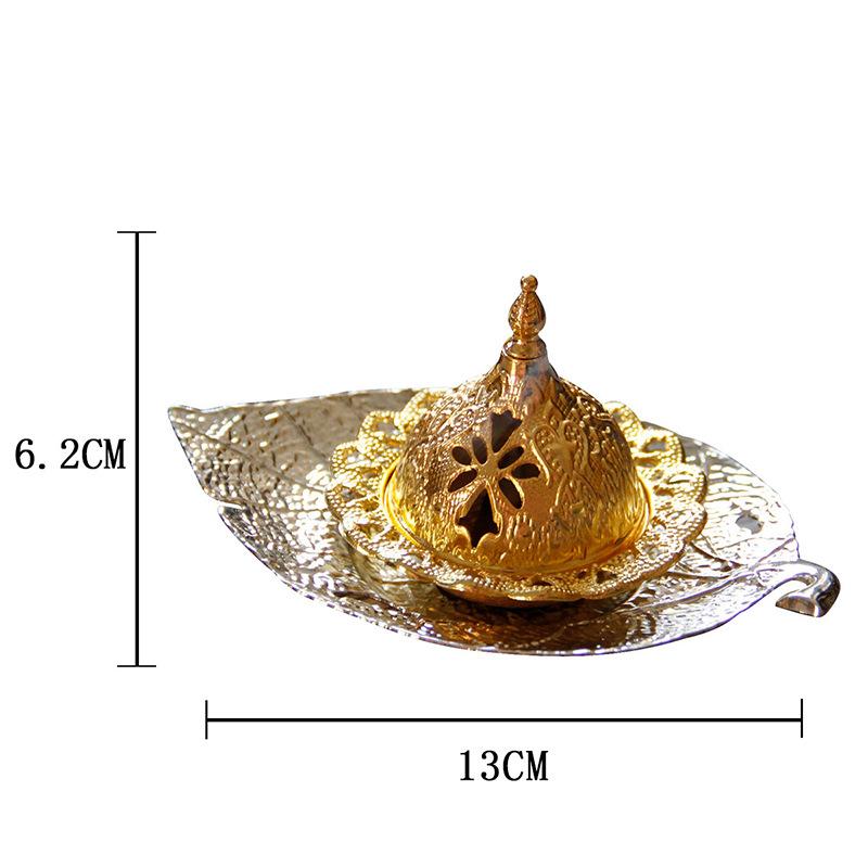 Y Golden Mini Arabic Metal Incense Burner Handheld Middle Eastern Festival European Leaf Tray Aromatherapy Burner Home Decor