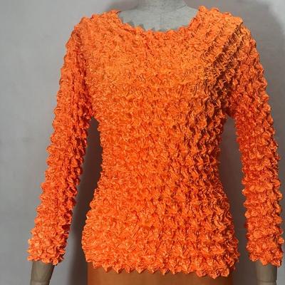 Pleated Pineapple Shirt Fashion Bubble Shirt Versatile Magic Shirt Long Sleeve Large Fit Women's Clothing