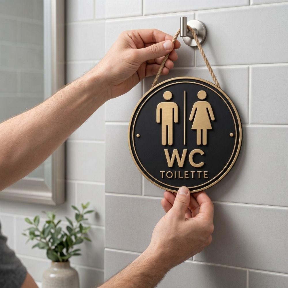 Door Hanging 2D Flat Sign Wall Decoration Modern Toilet Sign German Toilet Sign Bathroom Door