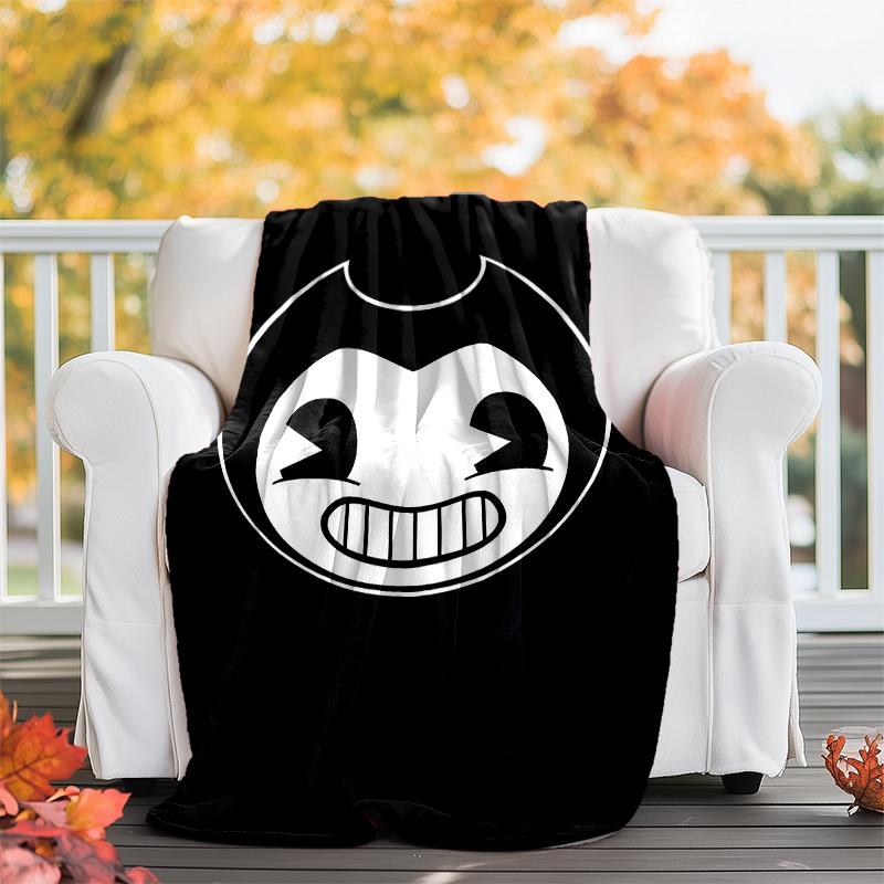 Bendy and the Ink Machine Theme Printed Blanket - Perfect for Couch, Bed, Travel & Outdoor Use | Machine Washable, Cozy & Durable.