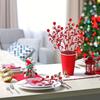 10Pcs Ornament DIY Red Berry Branche Snow Frosted Reusable Christmas Tree Pendant Realistic Bendable Fake Plant Home Decoration