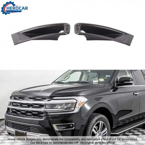 2Pcs Carbon Fiber Fog Light Lamp Trim Cover For Ford Expedition 2024